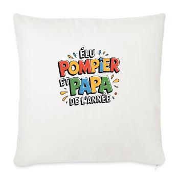Elu pompier et papa de l'année - Housse de coussin décorative 45 x 45 cm - blanc nature - Devant