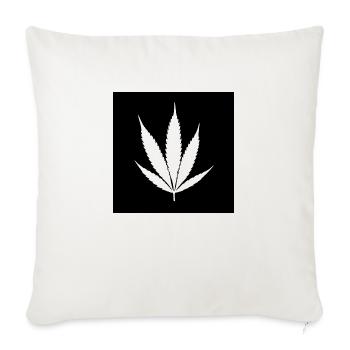 Feuille de cannabis noir classique - Housse de coussin décorative 45 x 45 cm - blanc nature - Devant