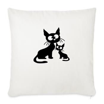 Chat fou Maman Papa Chaton Enfant Chaton Fun - Housse de coussin décorative 45 x 45 cm - blanc nature - Devant