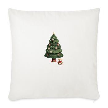 Tannenbaum mit Teddys - Sofakissenbezug 45 x 45 cm - Naturweiß  - Vorne