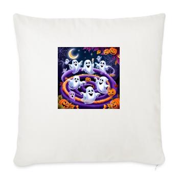 Collection d’Halloween - Halloween fantomatique - Housse de coussin décorative 45 x 45 cm - blanc nature - Devant