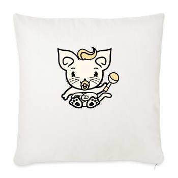 Bébé chat mignon sucette chaton hochet enfant - Housse de coussin décorative 45 x 45 cm - blanc nature - Devant