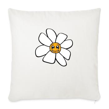 Petit drôle de fleur heureuse visage dessin animé - Housse de coussin décorative 45 x 45 cm - blanc nature - Devant