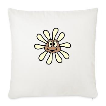 Petite fleur de tournesol visage heureux drôle - Housse de coussin décorative 45 x 45 cm - blanc nature - Devant