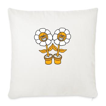 2 fleurs maléfiques Regard méchant Sourire Visage coquin - Housse de coussin décorative 45 x 45 cm - blanc nature - Devant