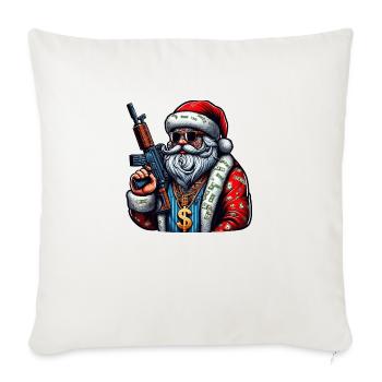 Weihnachtsmann mit AK 47 - Sofakissenbezug 45 x 45 cm - Naturweiß  - Vorne