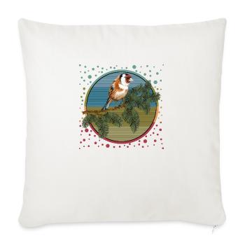 Bunter Vogel - Sofakissenbezug 45 x 45 cm - Naturweiß  - Vorne