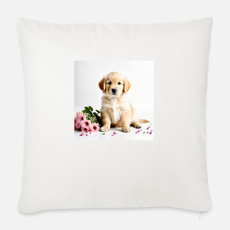 Herzlicher Begleiter - Golden Retriever - Sofakissenbezug 45 x 45 cm - Naturweiß 