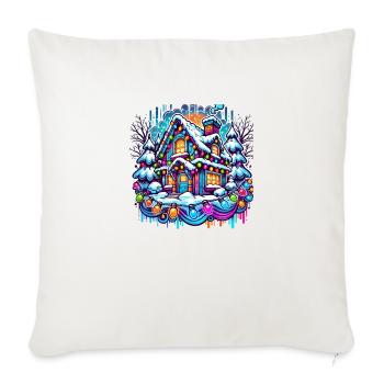 Winter Christmas house in the snow - Sofa pillowcase 17,3'' x 17,3'' (45 x 45 cm) - natural white - Front