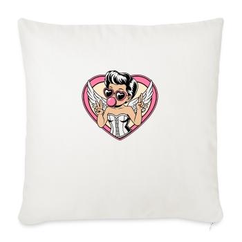 Pin-up rétro angélique - Peace and Love - Housse de coussin décorative 45 x 45 cm - blanc nature - Devant