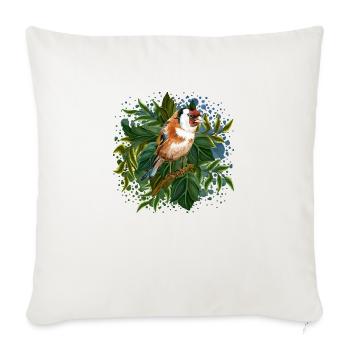 Bunter Vogel - Sofakissenbezug 45 x 45 cm - Naturweiß  - Vorne