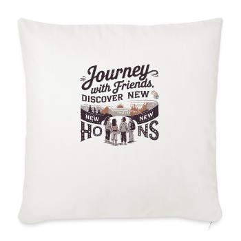 Journey with Friends adevnture texte de la citation de voyage - Housse de coussin décorative 45 x 45 cm - blanc nature - Devant