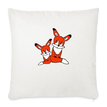 2 Foxes Mother Red Fox Little Child Father Mom - Sofa pillowcase 17,3'' x 17,3'' (45 x 45 cm) - natural white - Front