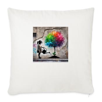 Kein Banksy - Wachstum im Beton - Sofakissenbezug 45 x 45 cm - Naturweiß  - Vorne