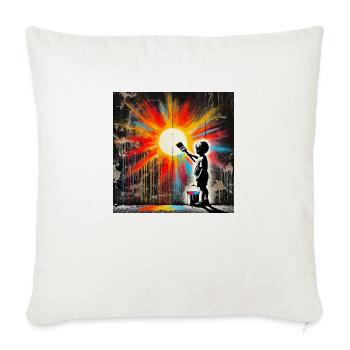 Kein Banksy - Malen gegen die Dunkelheit - Sofakissenbezug 45 x 45 cm - Naturweiß  - Vorne