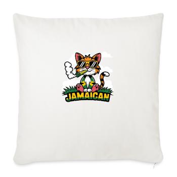 Chat jamaïcain - Chat Rasta - Housse de coussin décorative 45 x 45 cm - blanc nature - Devant