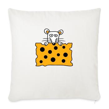 Mouse Rat Behind Big Holes Cheese Looks Funny - Sofa pillowcase 17,3'' x 17,3'' (45 x 45 cm) - natural white - Front