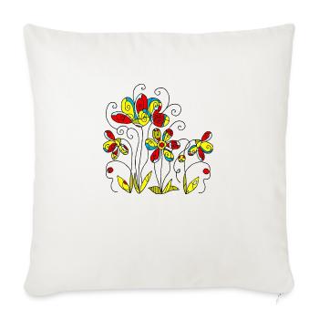 Blumen - Sofakissenbezug 45 x 45 cm - Naturweiß  - Vorne