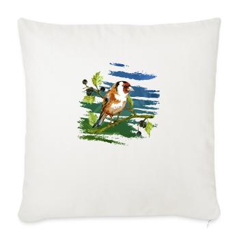 Bunter Vogel - Sofakissenbezug 45 x 45 cm - Naturweiß  - Vorne