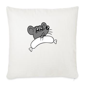 Mouse big sausage eating hunger sausage grilling - Sofa pillowcase 17,3'' x 17,3'' (45 x 45 cm) - natural white - Front