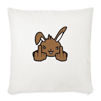 Hase Mittelfinger Zeigen Böse Frech Beleidigend - Sofakissenbezug 45 x 45 cm - Naturweiß  - Vorne