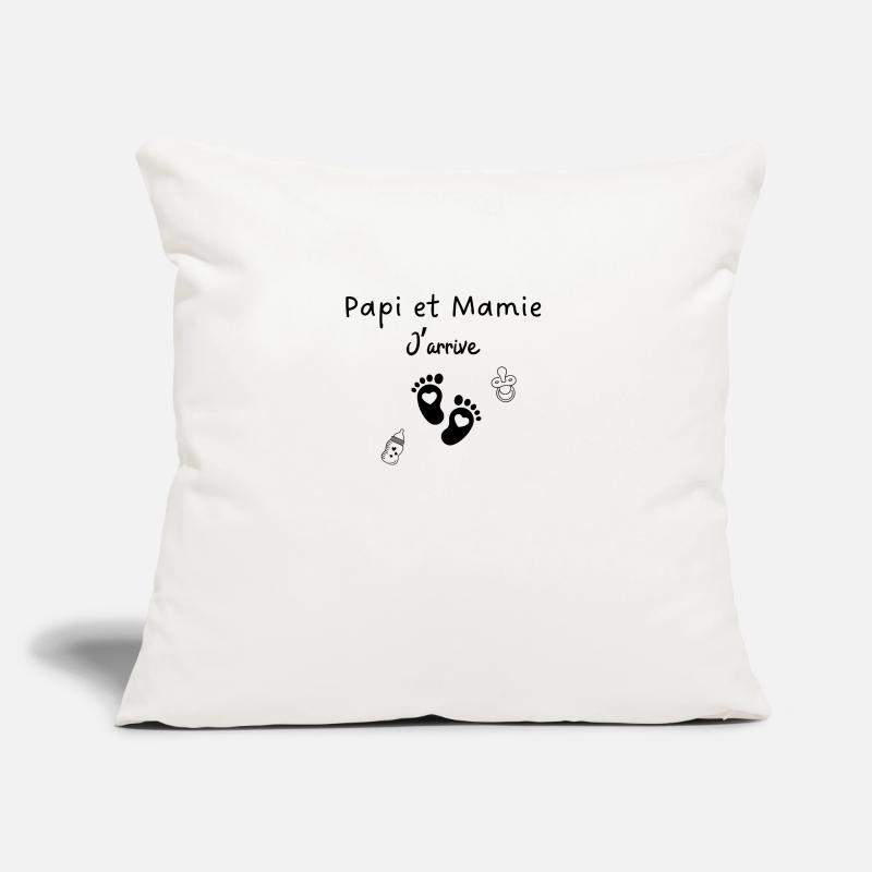 Papi et mamie j’arrive Housse de coussin décorative 45 x 45 cm