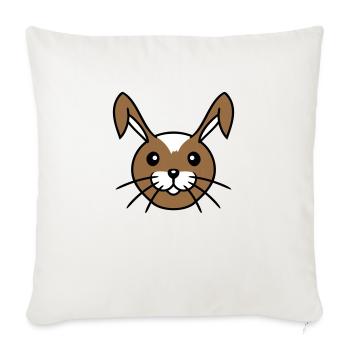 Lapin Drôle Visage Sourire Heureux Amical - Housse de coussin décorative 45 x 45 cm - blanc nature - Devant