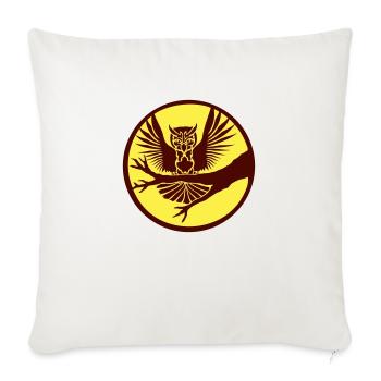 Owl Tree Branch Eagle Owl Moon Night Full Moon Round Forest - Sofa pillowcase 17,3'' x 17,3'' (45 x 45 cm) - natural white - Front
