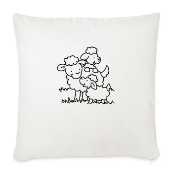 a family of sheep - 1 color - Sofa pillowcase 17,3'' x 17,3'' (45 x 45 cm) - natural white - Front