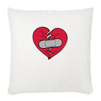 Patch cœur brisé - Housse de coussin décorative 45 x 45 cm - blanc nature - Devant