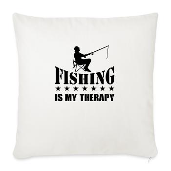fishing is my therapy - Sofa pillowcase 17,3'' x 17,3'' (45 x 45 cm) - natural white - Front