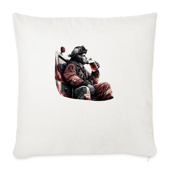 Le pompier apprécie sa bière - Housse de coussin décorative 45 x 45 cm - blanc nature - Devant