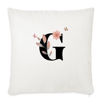 Lettre g fleurs sauvages aquarelles - Housse de coussin décorative 45 x 45 cm - blanc nature - Devant