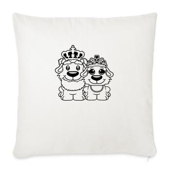 Deux Chiens Couronne Roi Reine Souverain Majesté - Housse de coussin décorative 45 x 45 cm - blanc nature - Devant