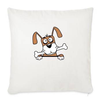 Drôle Chien Grand Os Bouche Bouche Faim Cool - Housse de coussin décorative 45 x 45 cm - blanc nature - Devant