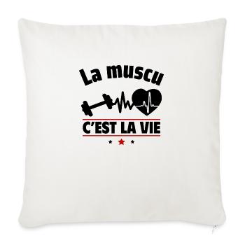 la muscu c est la vie,Musculation,muscu - Housse de coussin décorative 45 x 45 cm - blanc nature - Devant