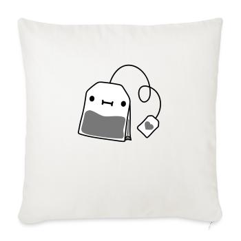 petit sachet de thé avec visage - Housse de coussin décorative 45 x 45 cm - blanc nature - Devant