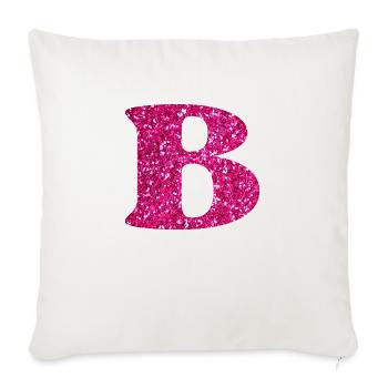 Letter b pink glitter - Sofa pillowcase 17,3'' x 17,3'' (45 x 45 cm) - natural white - Front