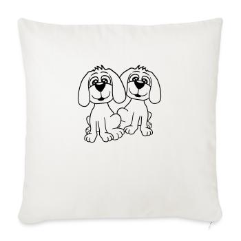 2 chiens équipe assis deux amis équipage heureux - Housse de coussin décorative 45 x 45 cm - blanc nature - Devant