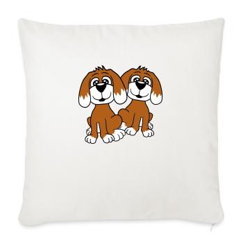 2 chiens équipe assis deux amis équipage heureux - Housse de coussin décorative 45 x 45 cm - blanc nature - Devant