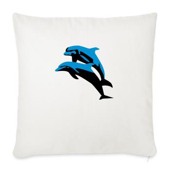 Delfin, Delfine - Dolphin - Sofakissenbezug 45 x 45 cm - Naturweiß  - Vorne