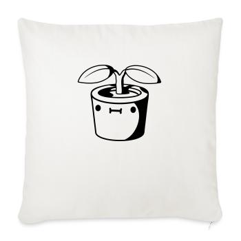 Kleiner suesser Blumentopf - Sofakissenbezug 45 x 45 cm - Naturweiß  - Vorne