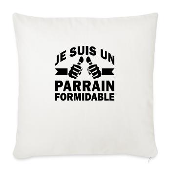 parrain formidable / meilleur parrain - Housse de coussin décorative 45 x 45 cm - blanc nature - Devant