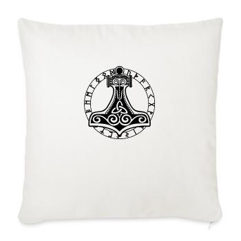 Thors Hammer Runes Black - Sofa pillowcase 17,3'' x 17,3'' (45 x 45 cm) - natural white - Front