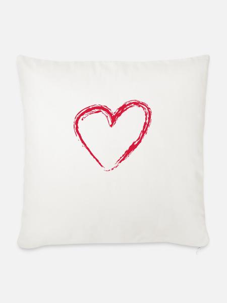 Herz Scratch Groß - Sofakissenbezug 45 x 45 cm - Naturweiß