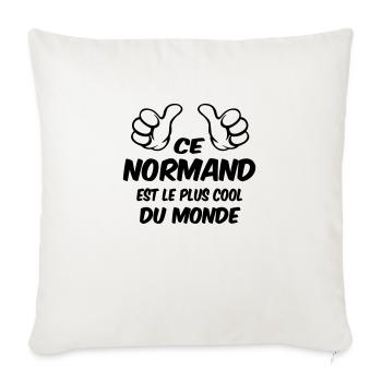 Normandie / Caen / Bretagne / Havre / Foot / Papa - Housse de coussin décorative 45 x 45 cm - blanc nature - Devant