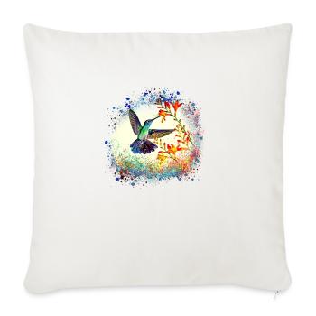 kolibri, graffiti ,malerei, blumen,vogel,malerei, - Sofakissenbezug 45 x 45 cm - Naturweiß  - Vorne