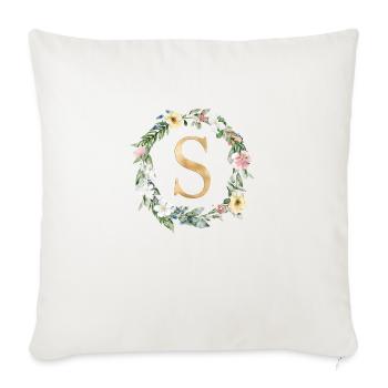 Customizable Monogram Watercolour Floral S - Sofa pillowcase 17,3'' x 17,3'' (45 x 45 cm) - natural white - Front