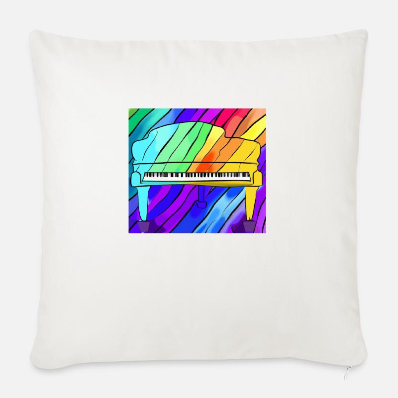 Klavier vor Regenbogen - Sofakissenbezug 45 x 45 cm - Naturweiß 