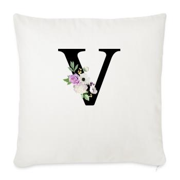Purple Floral V Letter - Sofa pillowcase 17,3'' x 17,3'' (45 x 45 cm) - natural white - Front